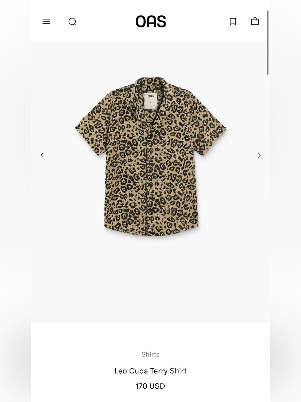 OAS Beige Leopard Short-Sleeve Button-Up Shirt